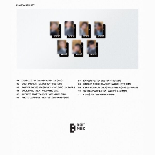 BTS "ARIRANG" version Living Legend détails photocard set
