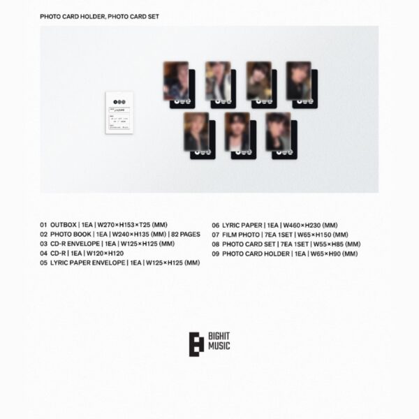 BTS "ARIRANG" version Rooted in Music détails photocard set